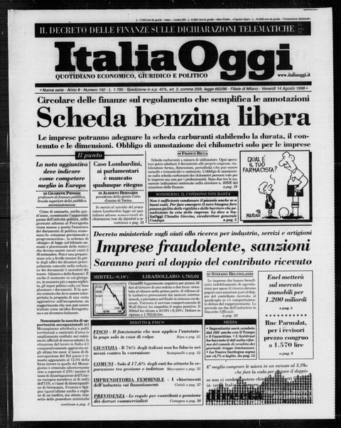 Italia oggi : quotidiano di economia finanza e politica